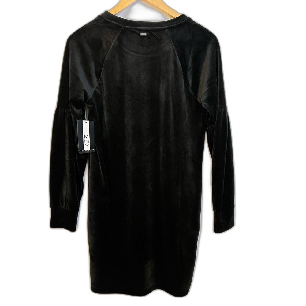 Marc New York Performance Black Velvet Puff Sleeve Shift Shirt Dress size M Chic - Picture 3 of 8